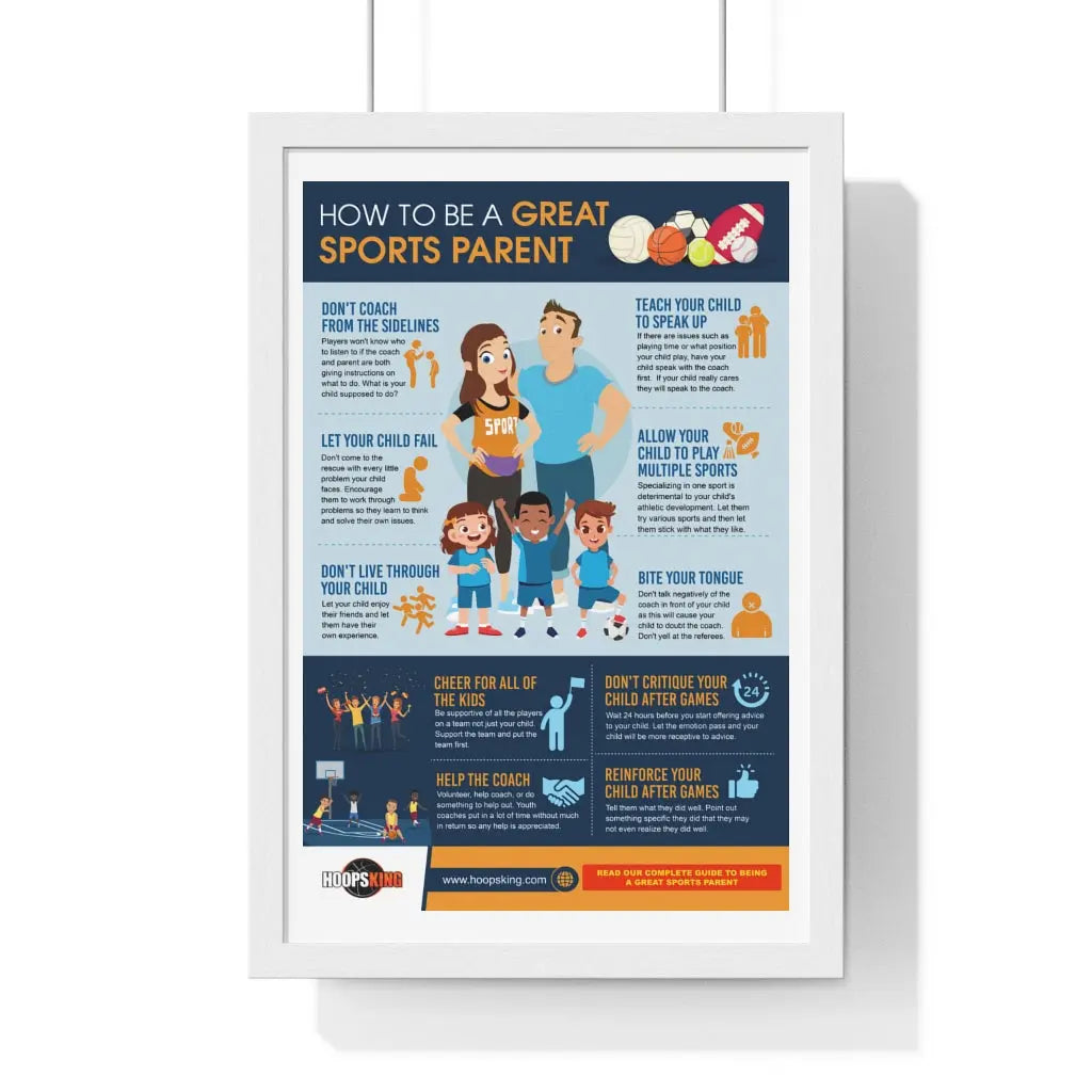 How to Be a Great Sports Parent Infographic - Premium Framed Vertical Poster HoopsKing