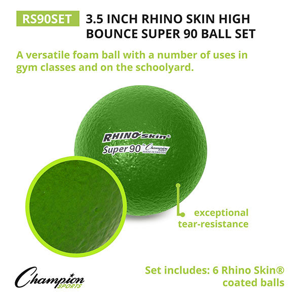 3.5" RHINO Skin Super 90 High Bounce Ball, Set of Six