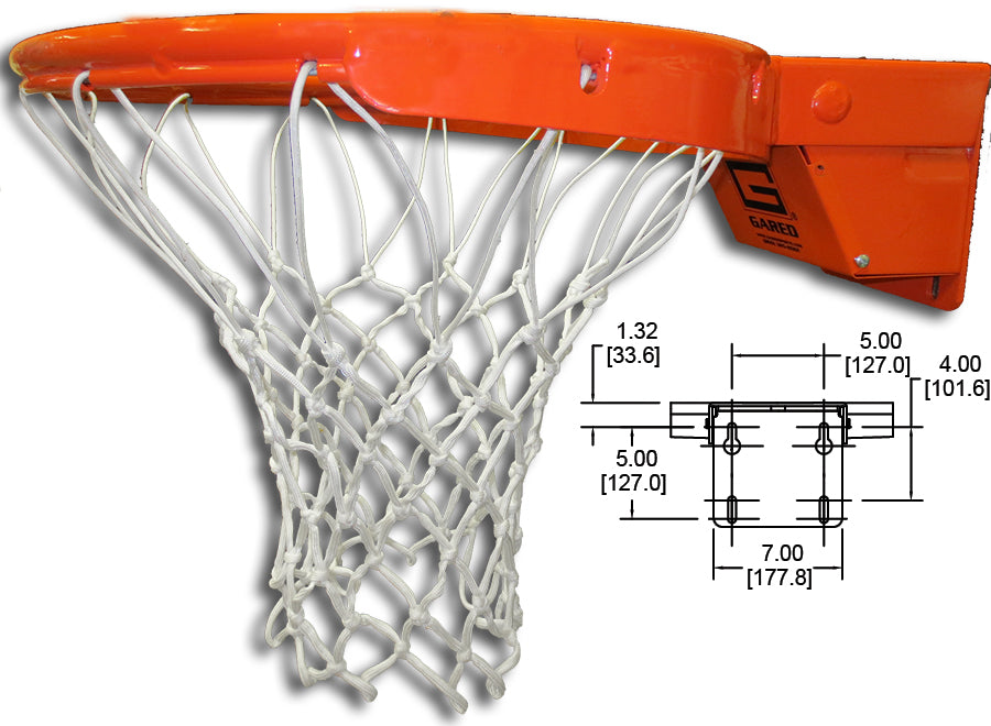 Collegiate Breakaway Basketball Rim with Tube Tie Net attachment