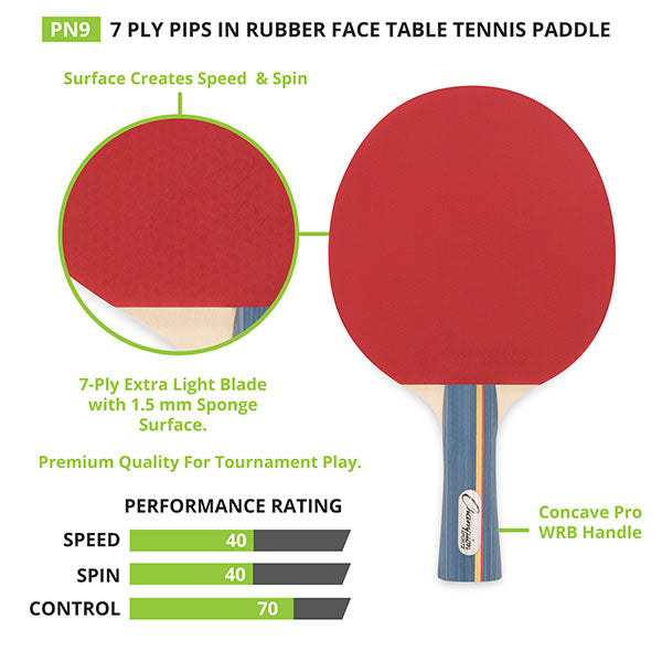 7-Ply Pips in Rubber Face Table Tennis Paddle