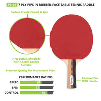Thumbnail for 7-Ply Pips in Rubber Face Table Tennis Paddle