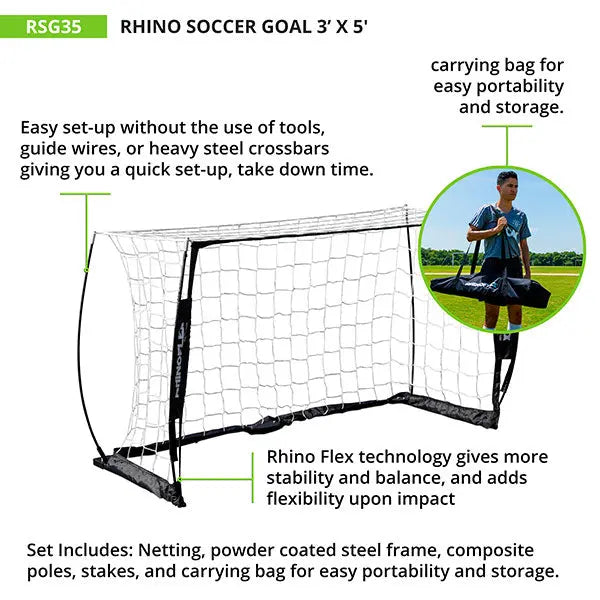 RHINO FLEX PORTABLE SOCCER GOAL 3' X 5' HoopsKing