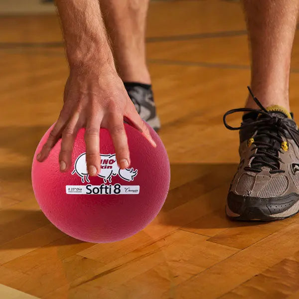 8.25" Rhino Skin Low Bounce Softi Foam Ball, Red HoopsKing