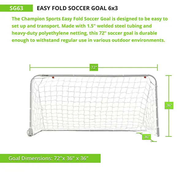 EASY FOLD SOCCER GOAL, 6' x 3' HoopsKing