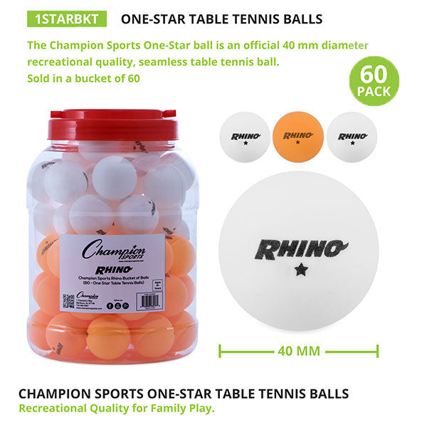 1-Star Table Tennis Ball, 60/Bucket