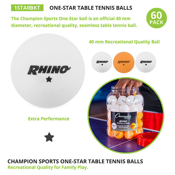1-Star Table Tennis Ball, 60/Bucket