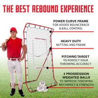 Thumbnail for Pitch Back Baseball / Softball Rebounder Pro w/ 3 Progression Weighted Pitching Baseballs