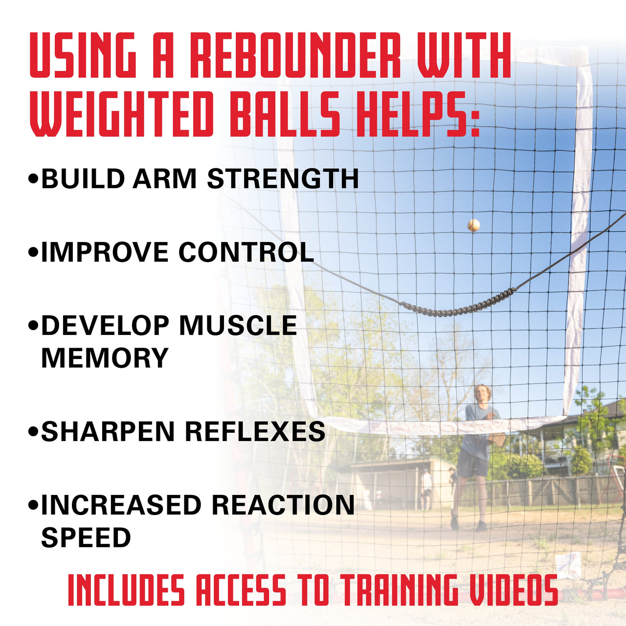 Pitch Back Baseball / Softball Rebounder Pro w/ 3 Progression Weighted Pitching Baseballs