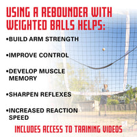 Thumbnail for Pitch Back Baseball / Softball Rebounder Pro w/ 3 Progression Weighted Pitching Baseballs