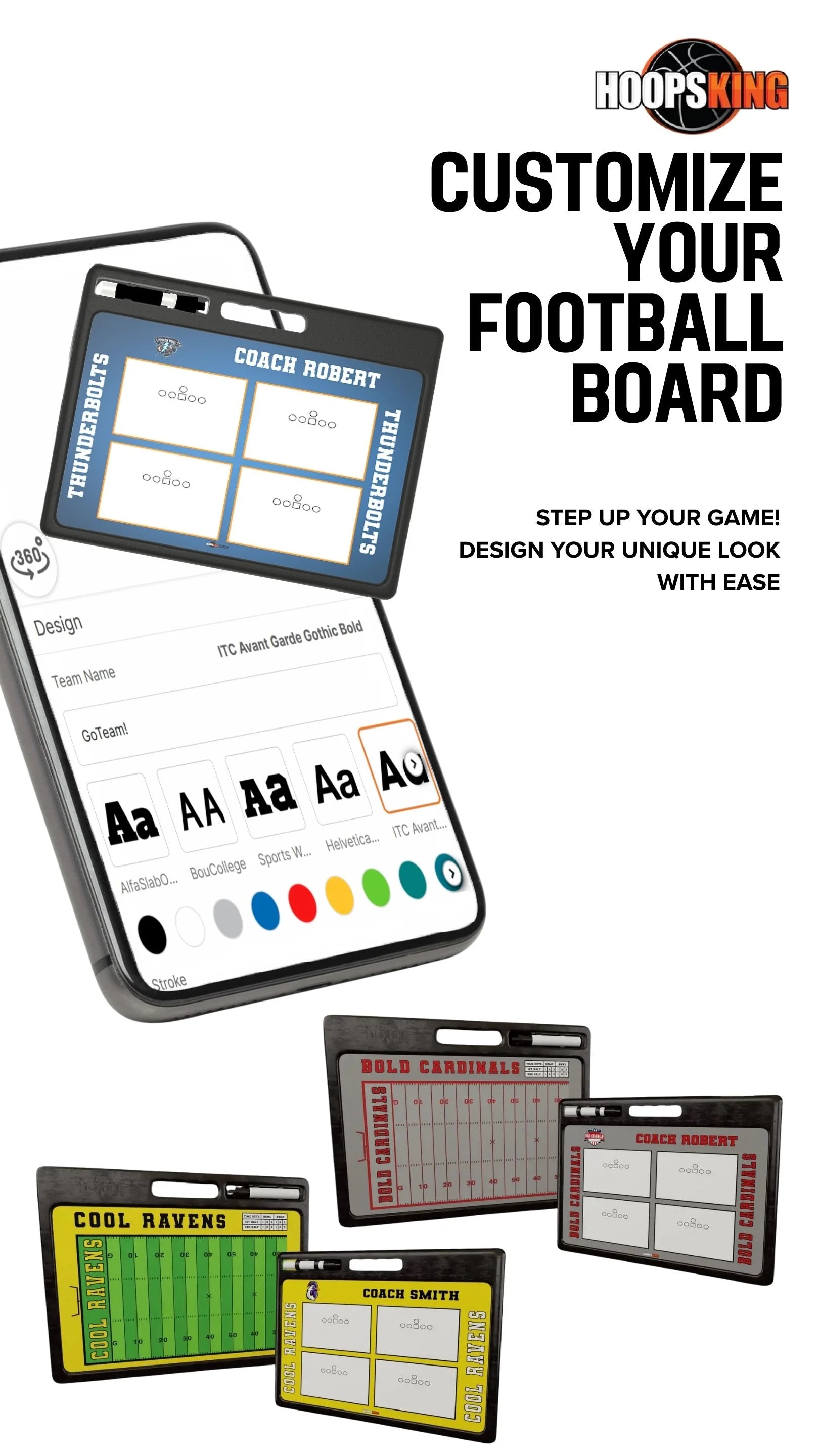 2-Sided Football Coaching Board – Customizable Custom Football Strategy Board with Handle – Pro Quality