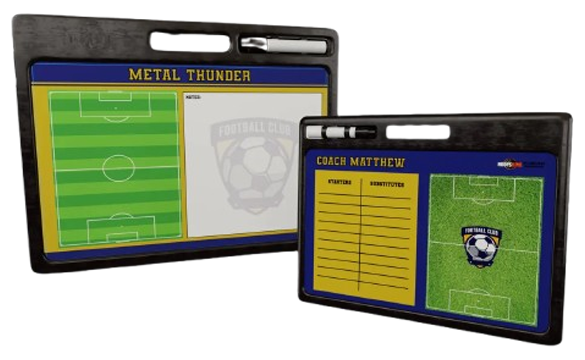 Whiteboard for Soccer Coaches with Dual-Sided Field Layouts