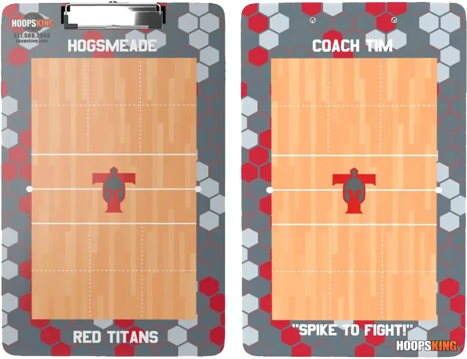 Reusable volleyball coaching whiteboard clipboard with erasable surface for drawing plays