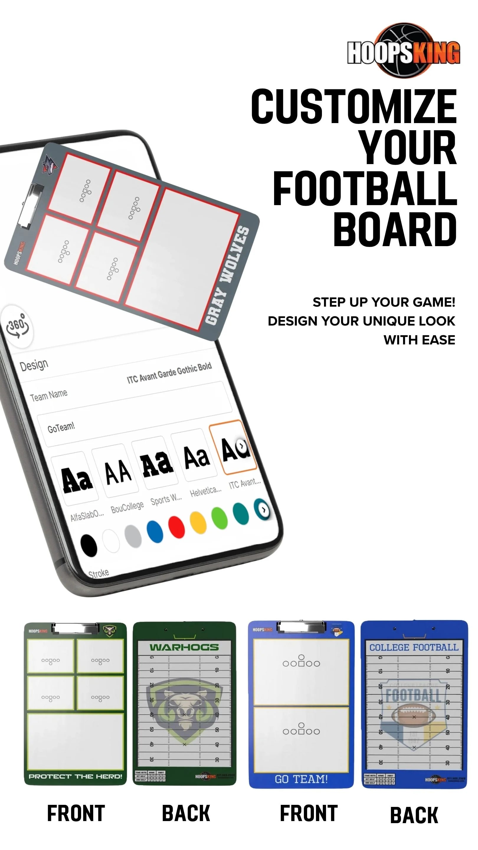 Customize Your Football Coaching Clipboard Whiteboard How to customize your custom football dry erase board clipboard whiteboard with team name, colors, and logo options