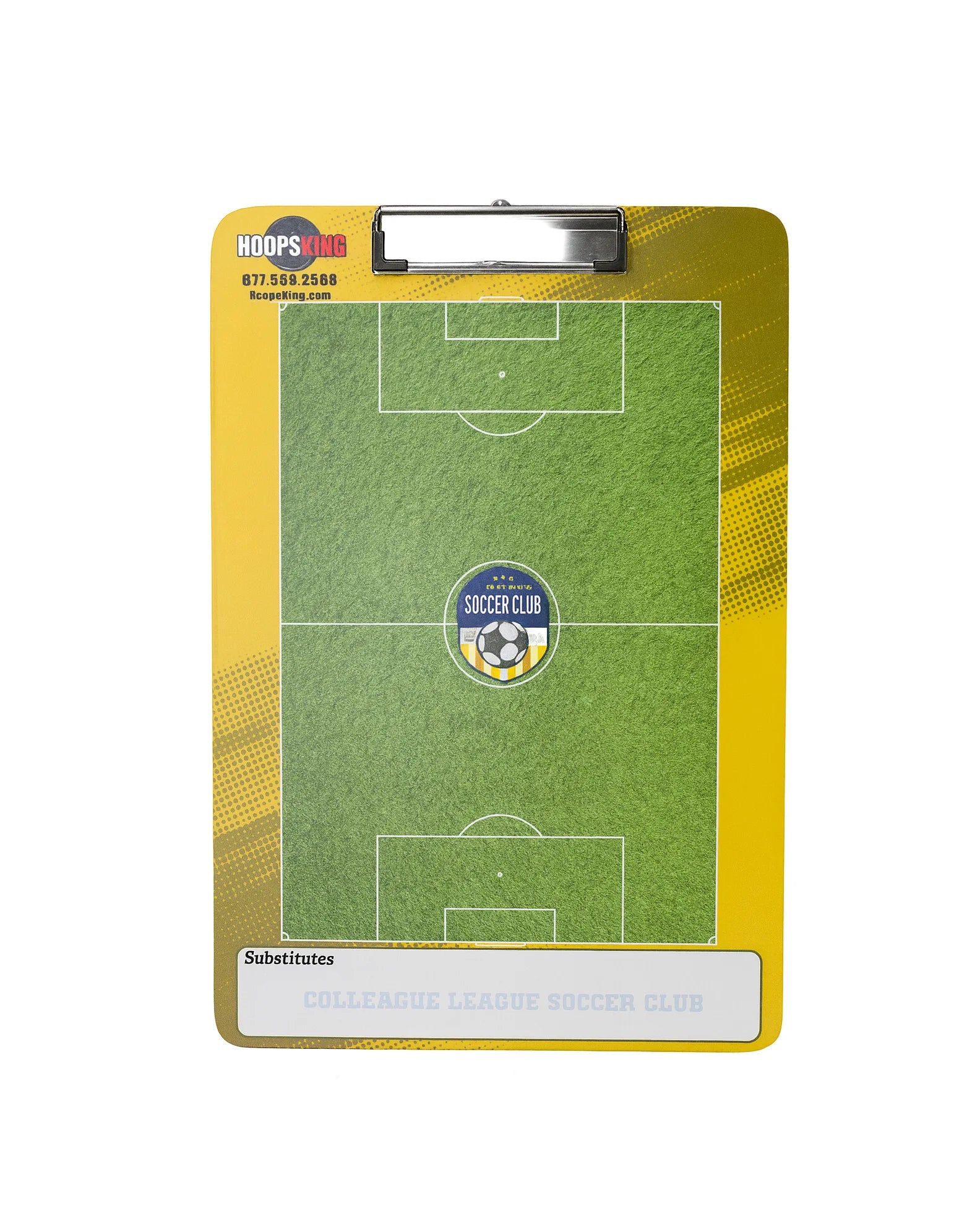 Soccer dry erase board clipboard with markers and eraser set included