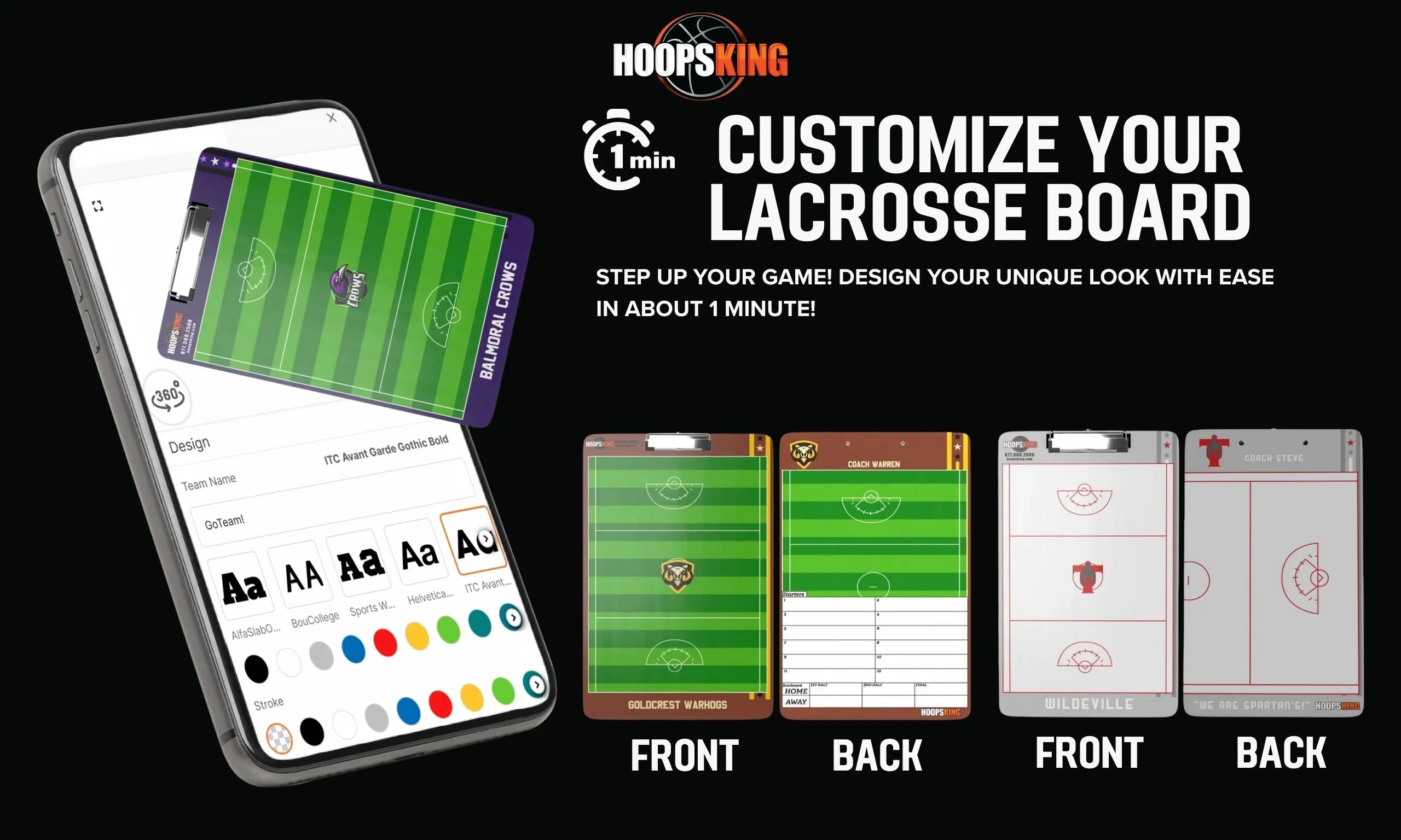 Lacrosse Coach Clipboard – Custom 2-Sided Design High-quality double-sided lacrosse coaching board with dry erase surface for plays.