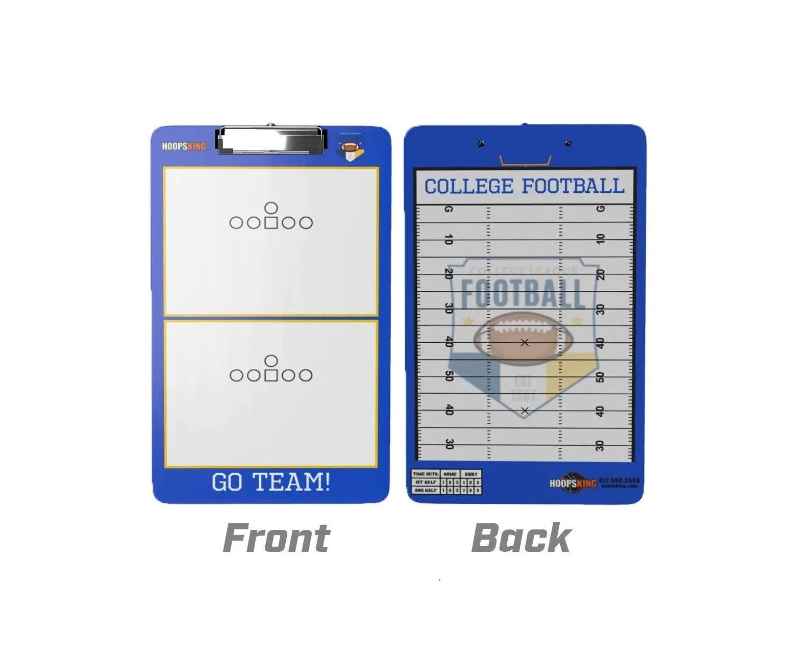 Personalized football dry erase board clipboard with custom team name and logo