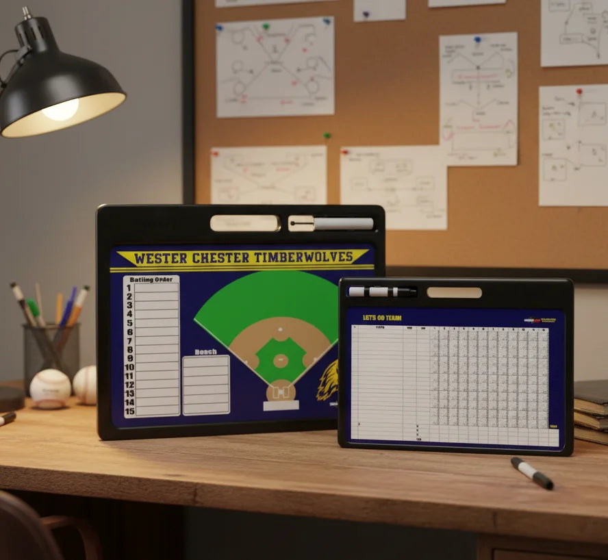 Baseball/Softball Play Diagram Whiteboard – Double-Sided Coaching Board