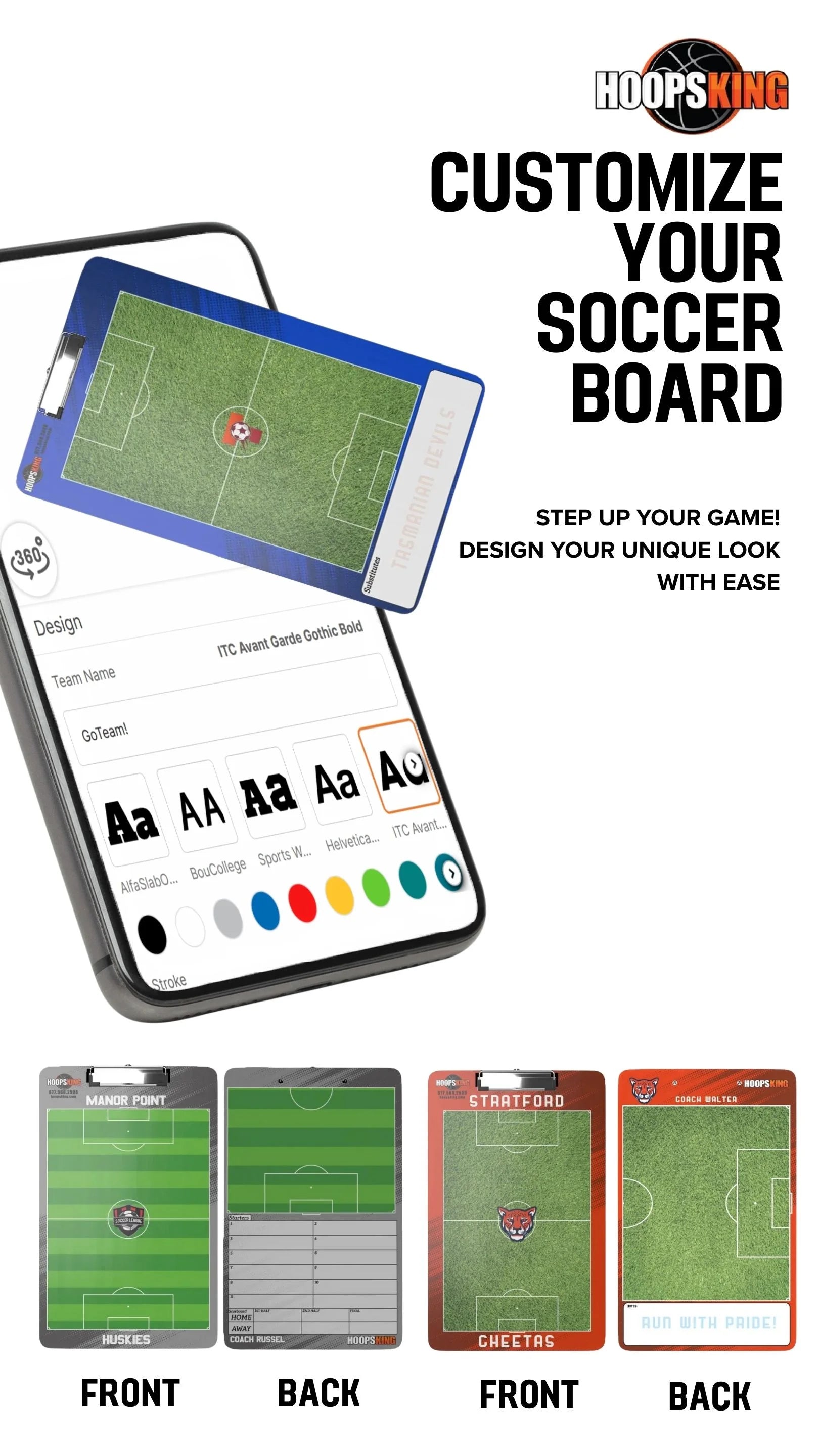 Customize Your Soccer Coaching Clipboard Whiteboard Customize your soccer dry erase board clipboard whiteboard with team name, logo, and color options
