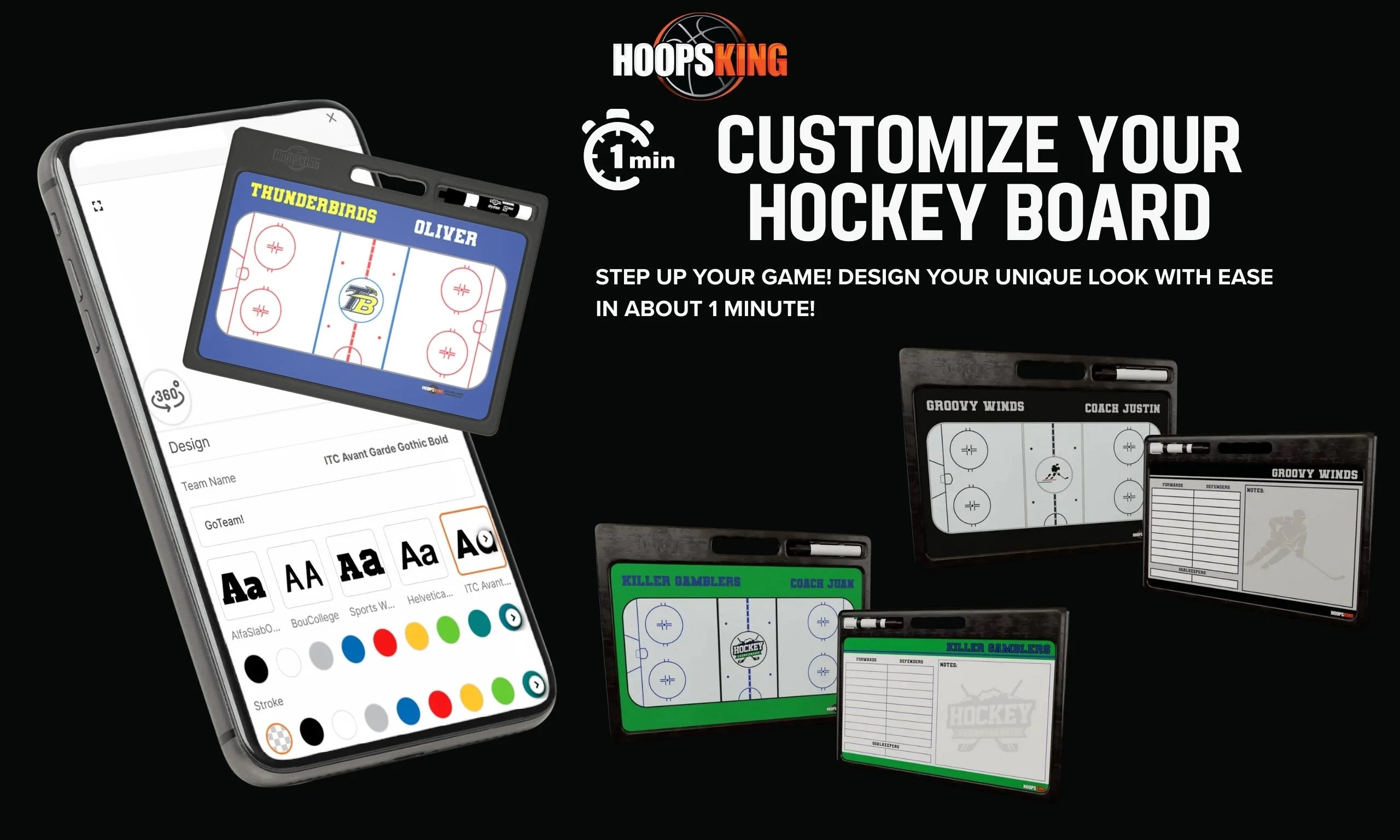 Double Sided Hockey Whiteboard - Coaching Tool Custom 2-sided hockey whiteboard for rink and lineup planning