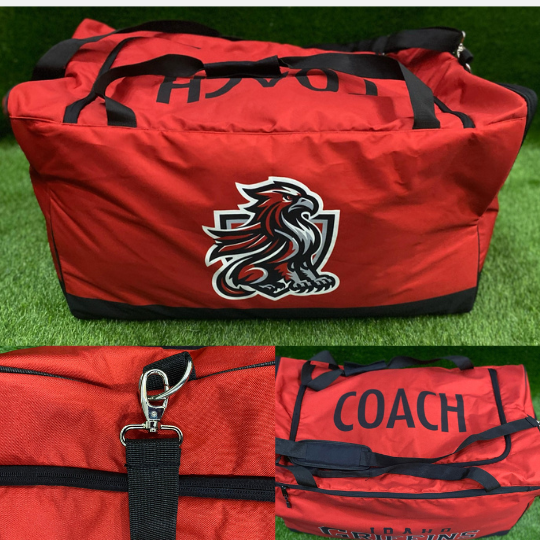Personalized sports duffle bag with Velcro handle