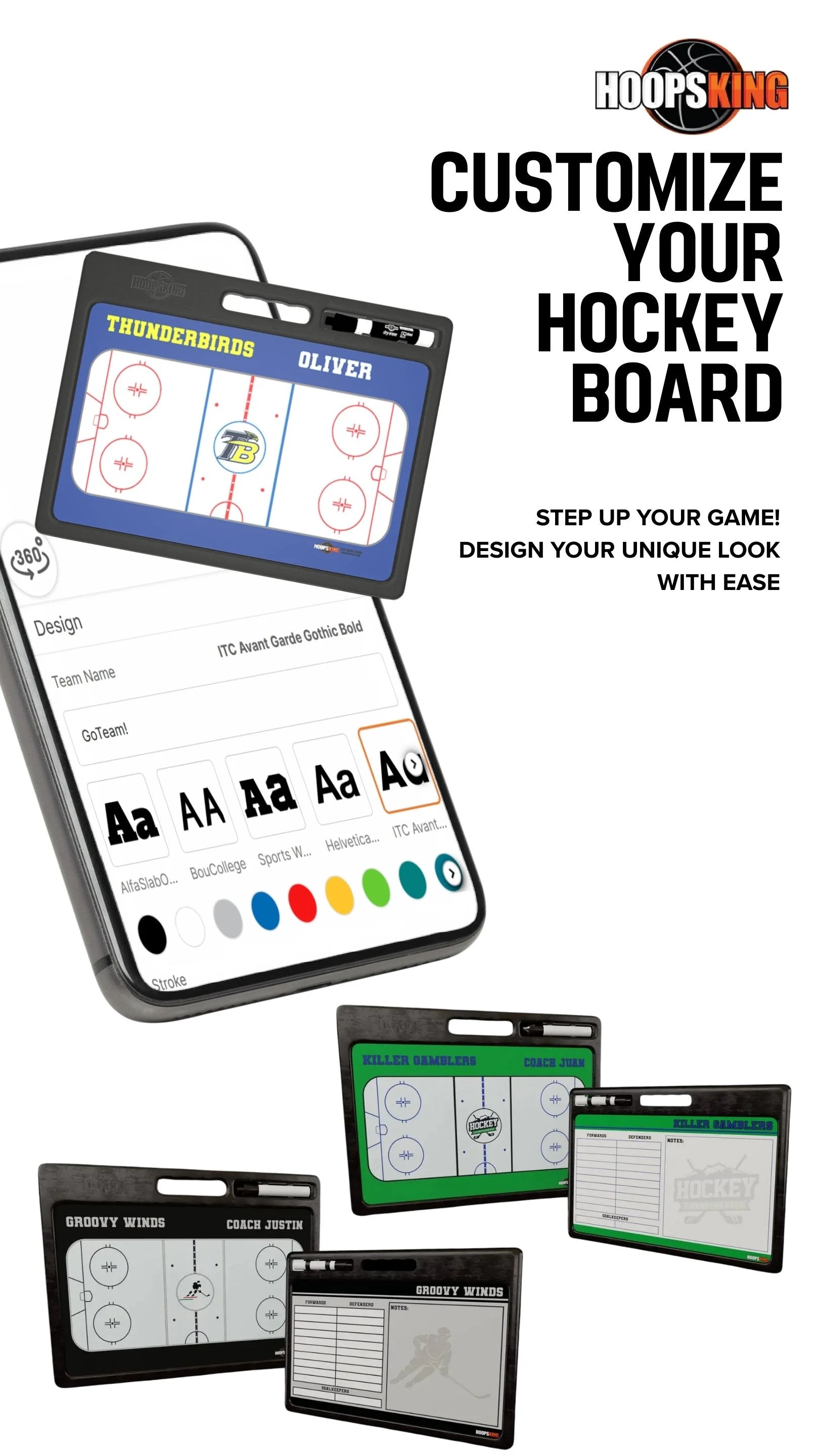 Double Sided Hockey Whiteboard - Coaching Tool Custom 2-sided hockey whiteboard for rink and lineup planning