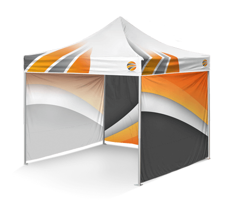 10x10 promotional tent setup with 600D UV-resistant fabric
