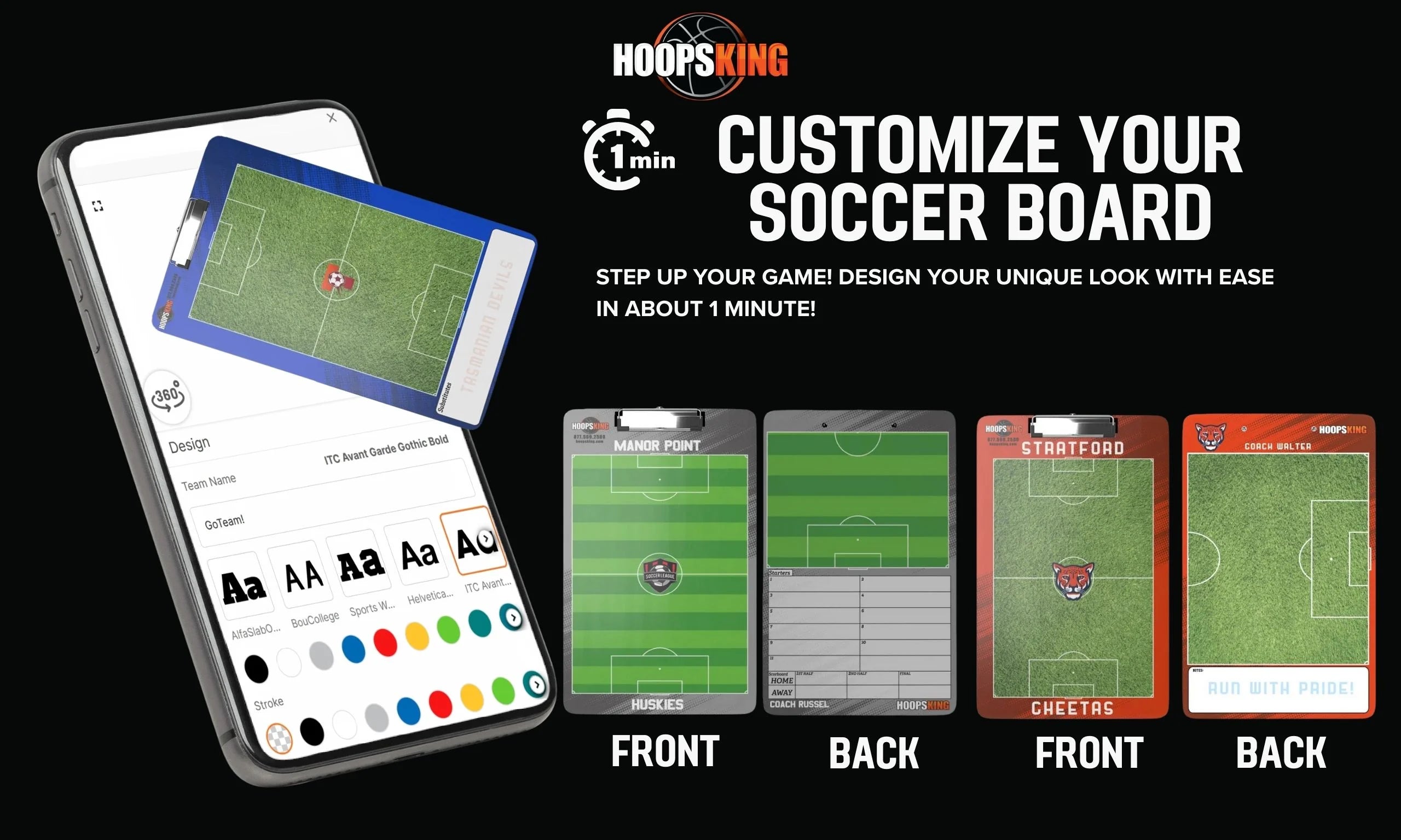 Customize Your Soccer Coaching Clipboard Whiteboard Customize your soccer dry erase board clipboard whiteboard with team name, logo, and color options