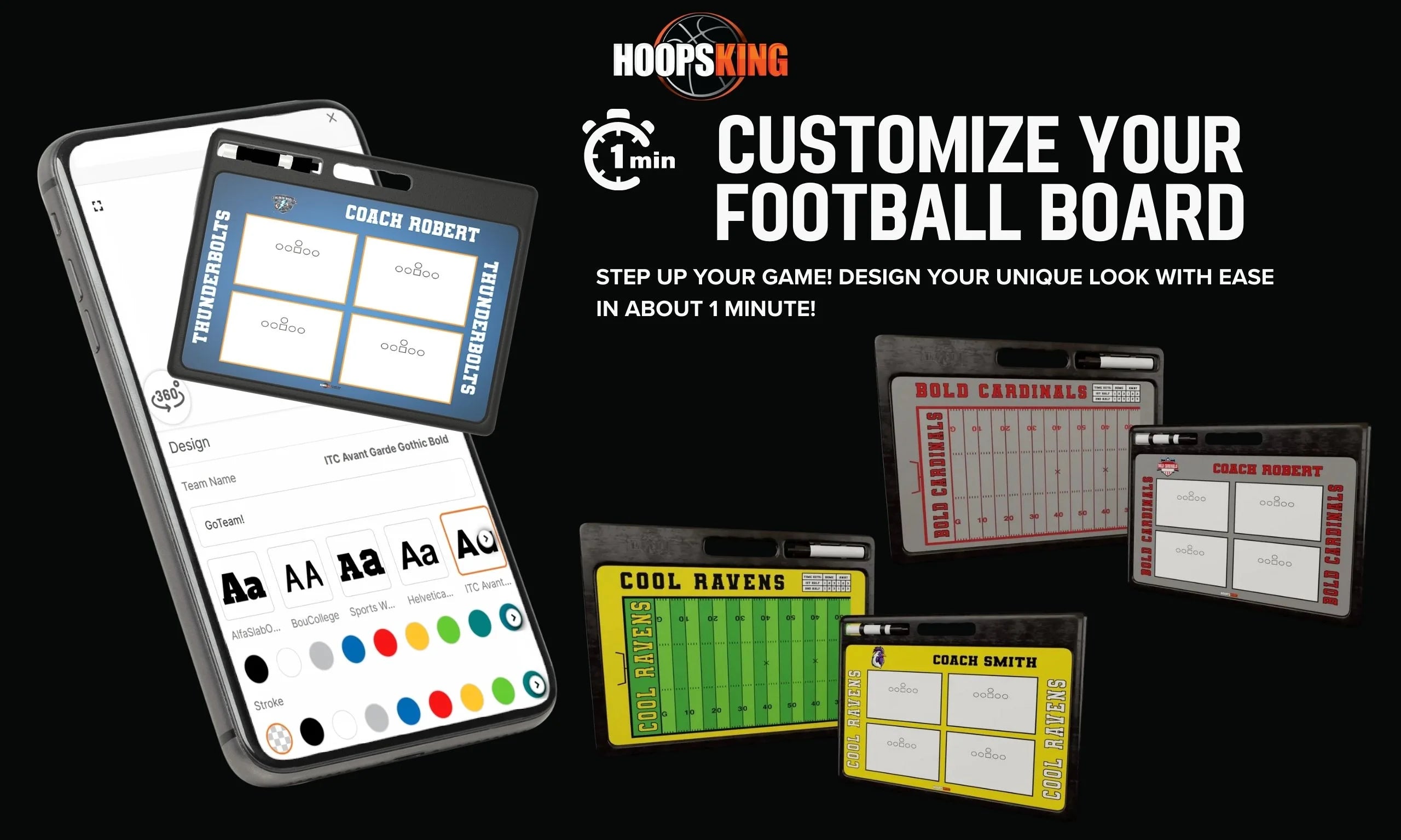 2-Sided Football Coaching Board – Customizable Custom Football Strategy Board with Handle – Pro Quality