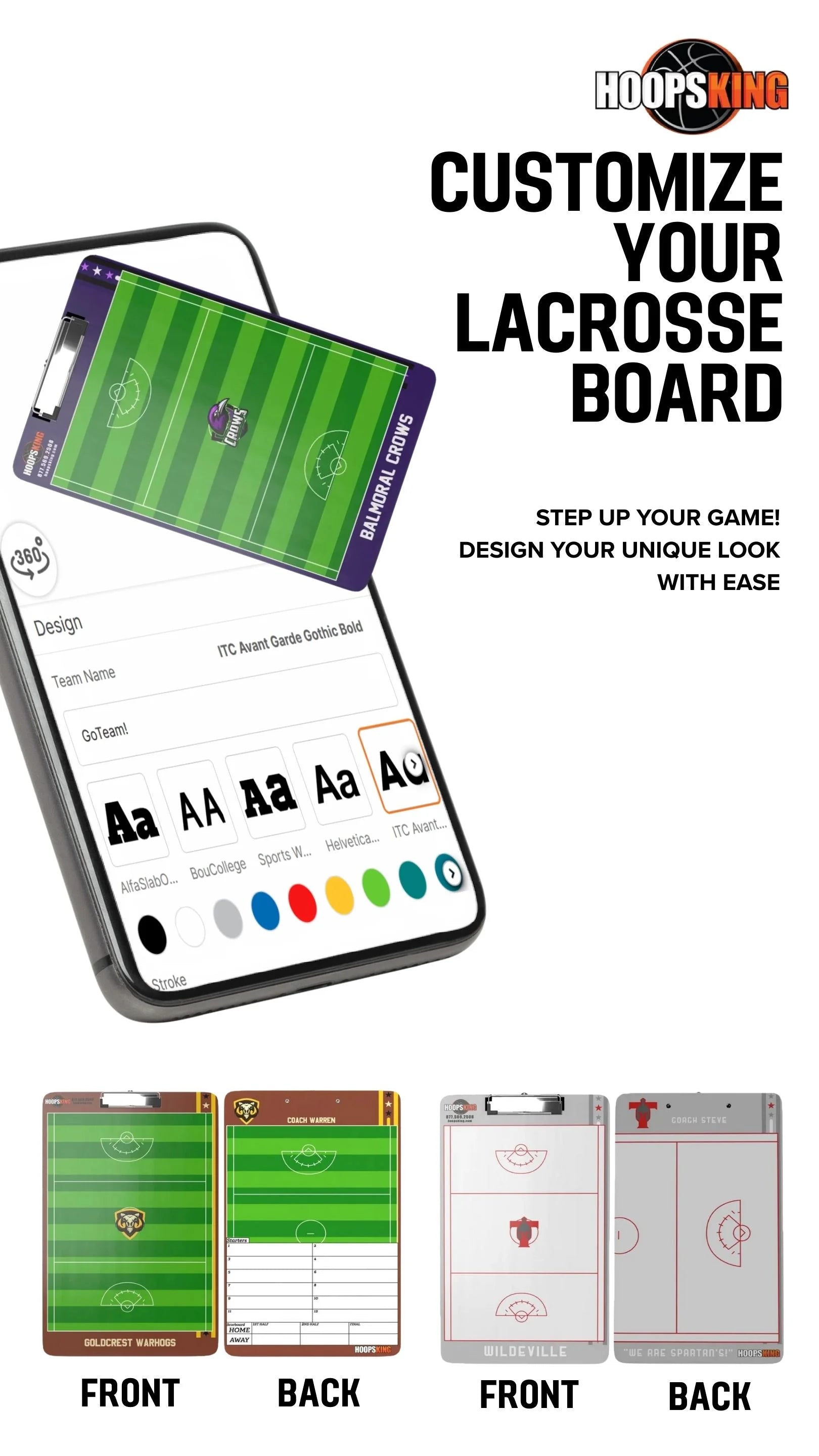 Lacrosse Coach Clipboard – Custom 2-Sided Design High-quality double-sided lacrosse coaching board with dry erase surface for plays.