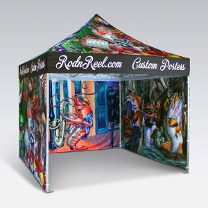 Custom canopy tent with company branding at outdoor expo