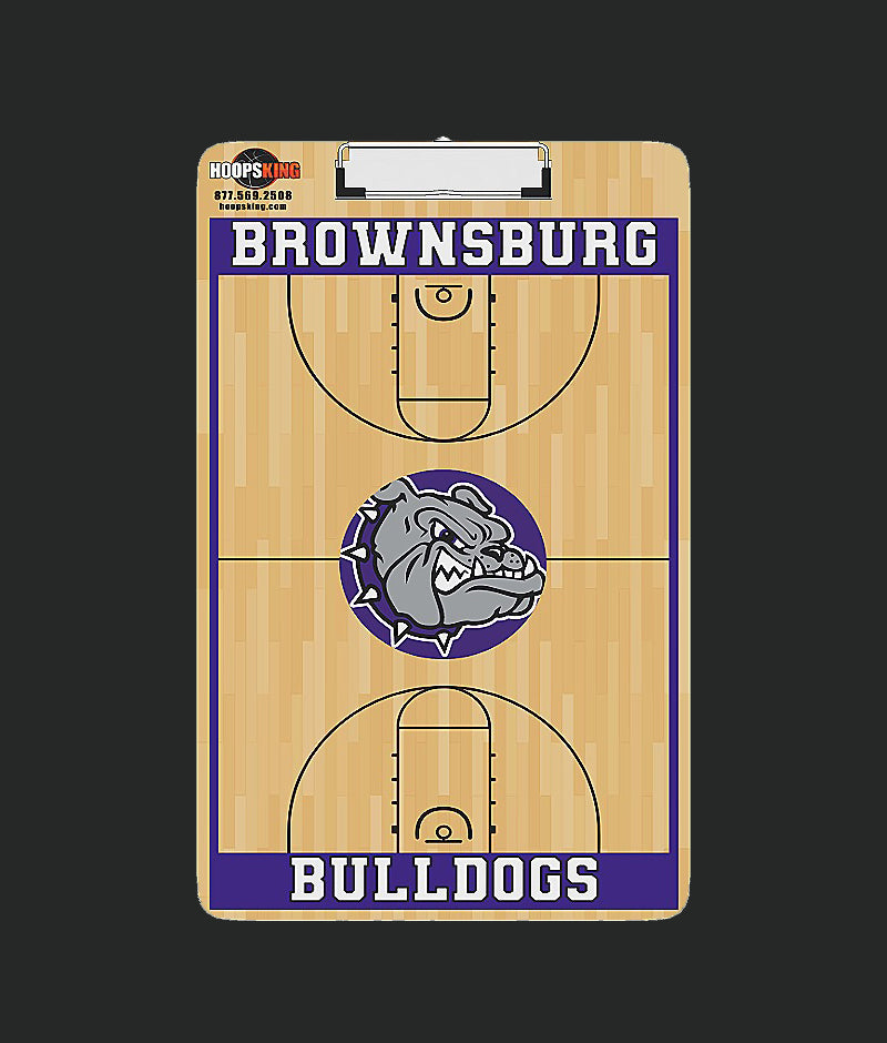 Personalized basketball coaching whiteboard clipboard with custom team name and logo