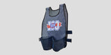 Blue mesh ball vest with "100 SOON" logo and two front pockets.