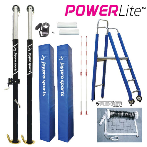 PowerLite Volleyball System Package (3-1/2 in. Floor Sleeve) - NFHS, NCAA, USVBA Compliant