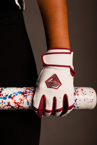 Thumbnail for Resilient Championship Fastpitch Batting gloves - White and Maroon
