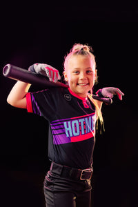 Thumbnail for Youth Fastpitch Batting Gloves - Grey and Hot Pink