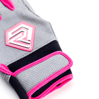 Thumbnail for Youth Fastpitch Batting Gloves - Grey and Hot Pink