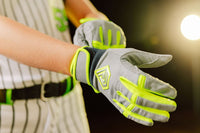 Thumbnail for Youth Fastpitch Batting Gloves - Grey and Neon Green