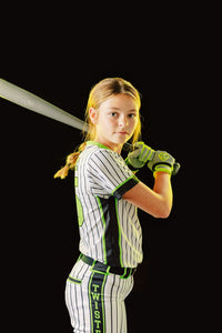 Thumbnail for Youth Fastpitch Batting Gloves - Grey and Neon Green