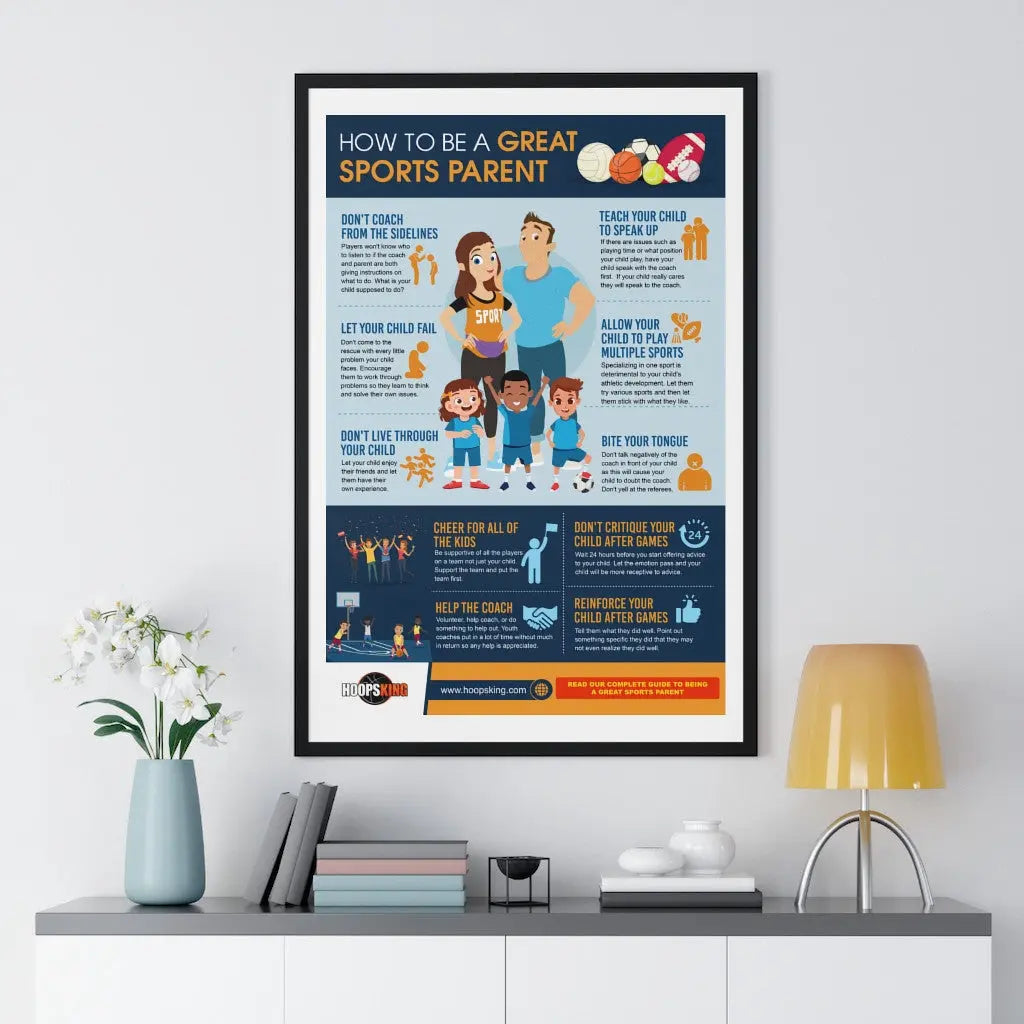How to Be a Great Sports Parent Infographic - Premium Framed Vertical Poster HoopsKing