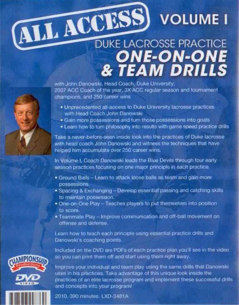 (Rental)-All Access Vol. 1 Duke Lacrosse Practice John Danowski
