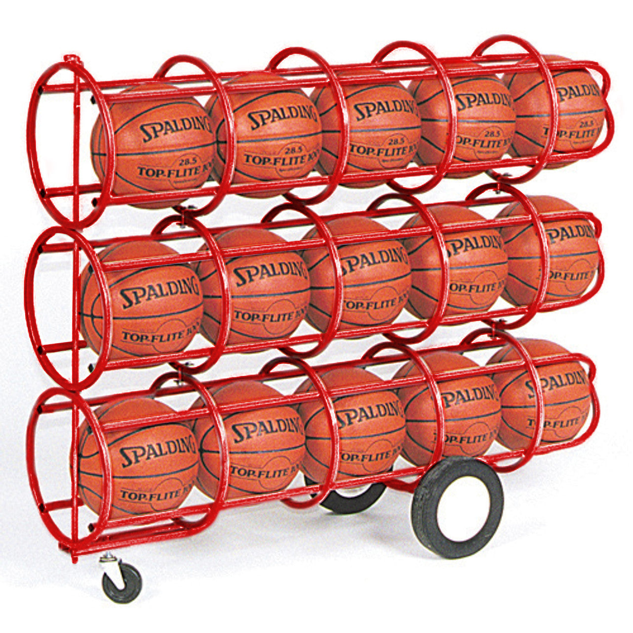 Custom red basketball rack with lock