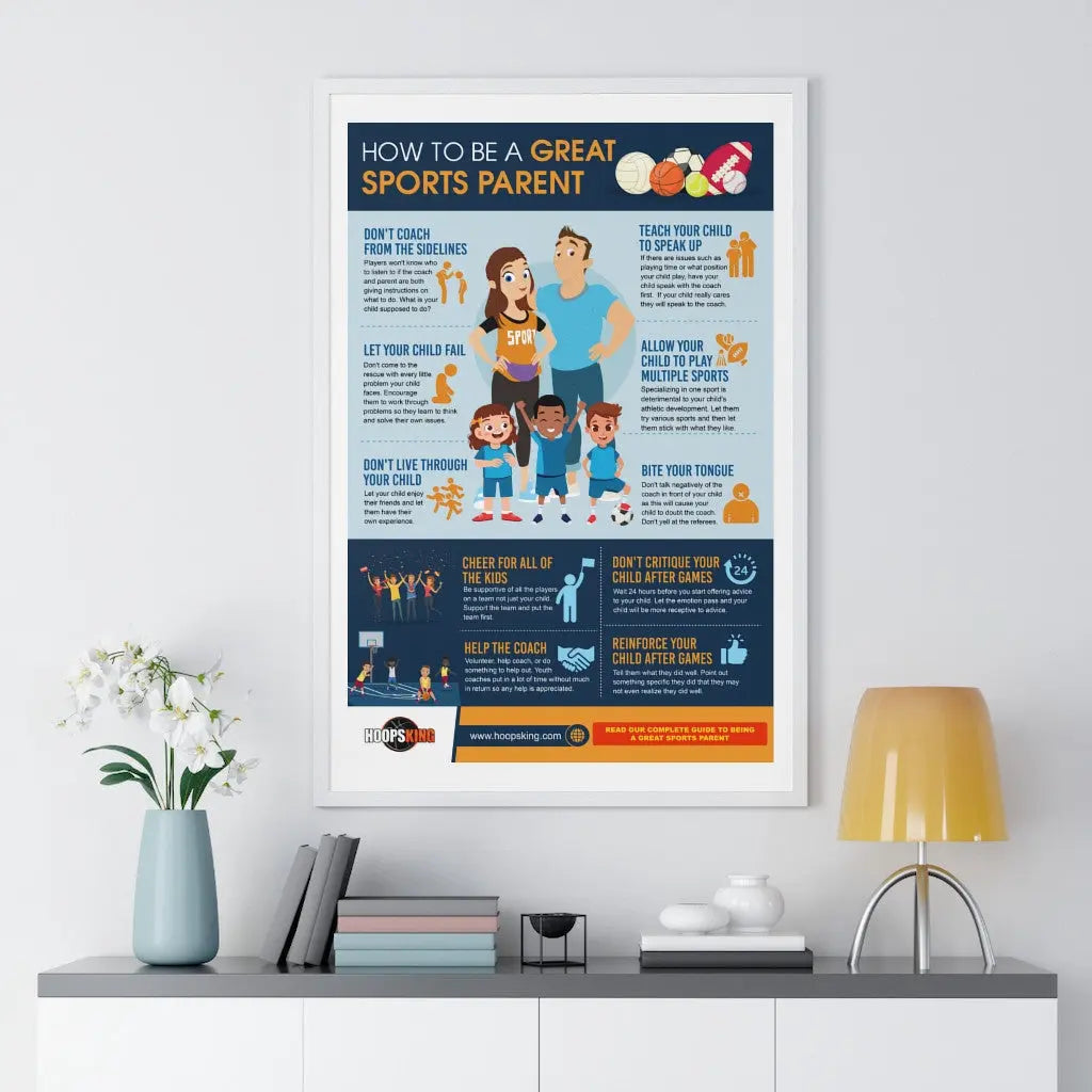 How to Be a Great Sports Parent Infographic - Premium Framed Vertical Poster HoopsKing