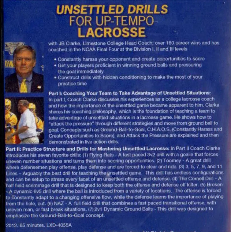 (Rental)-Unsettled Drills for Uptempo Lacrosse JB Clarke