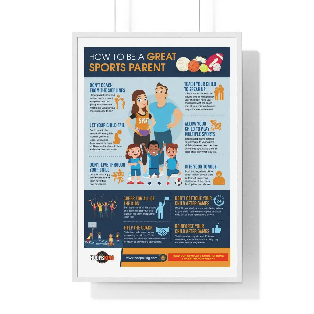 How to Be a Great Sports Parent Infographic - Premium Framed Vertical Poster HoopsKing