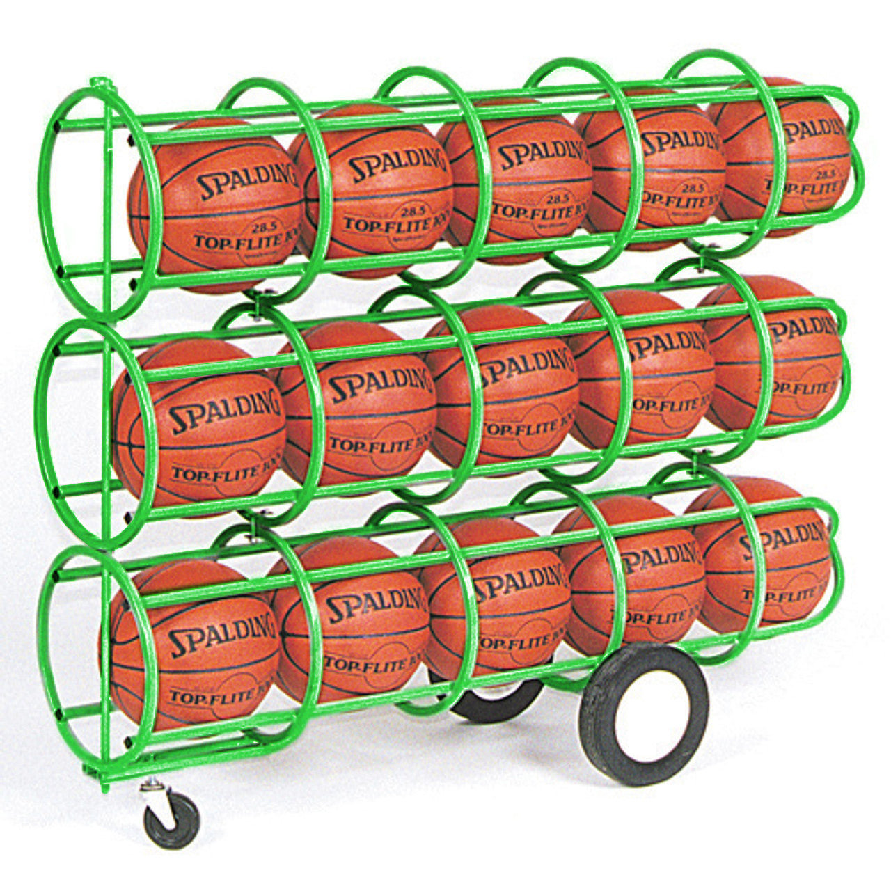 Custom green basketball rack with lock