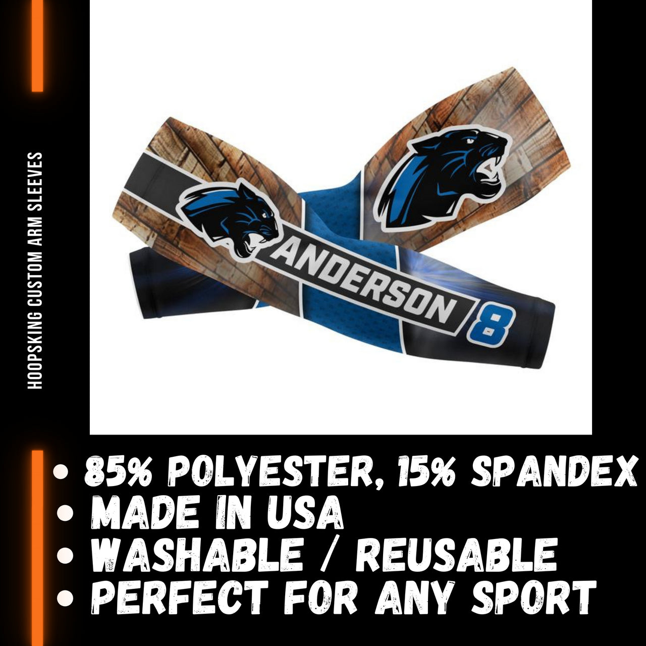 Personalized arm sleeves for volleyball, basketball, baseball, softball, football