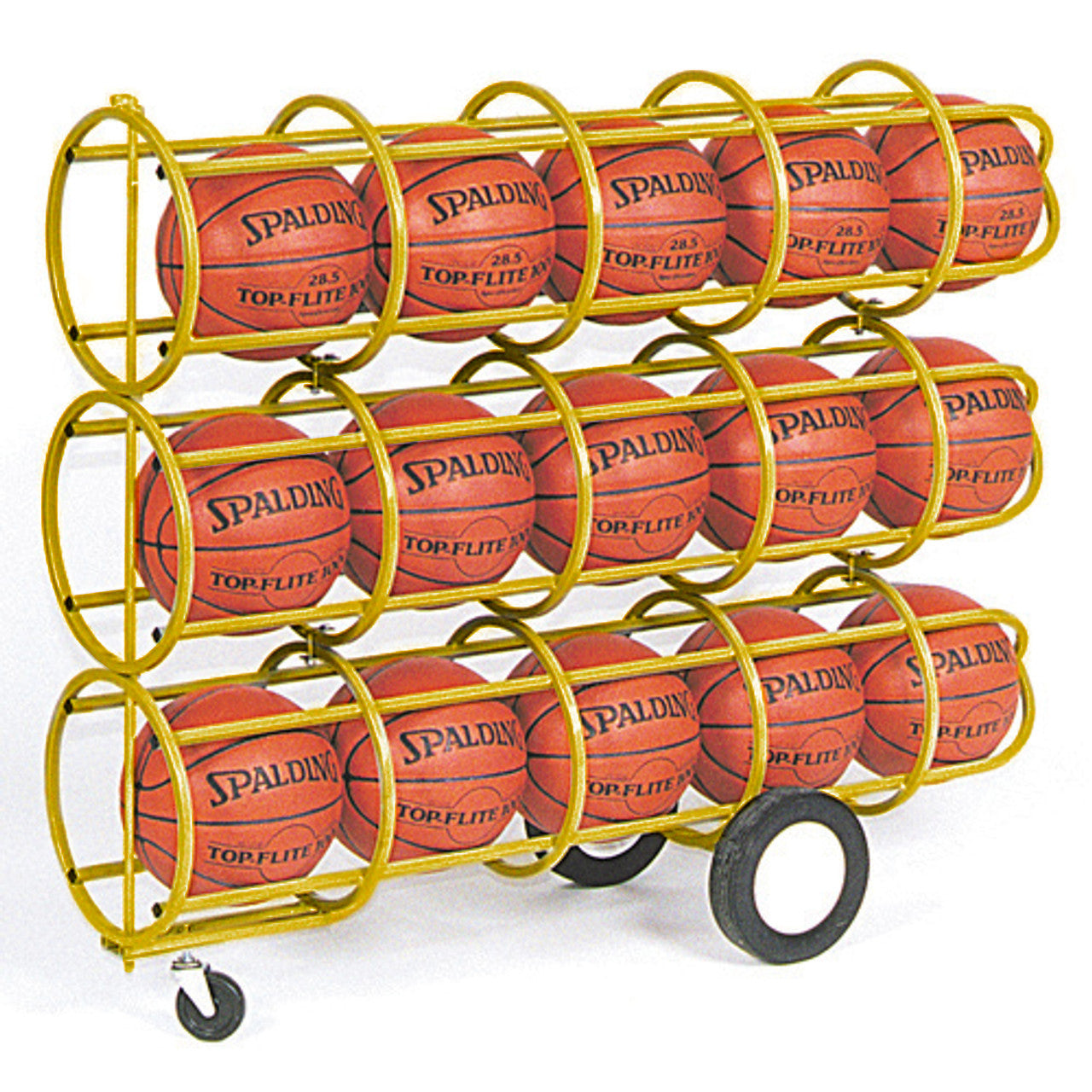 Custom yellow basketball rack with lock