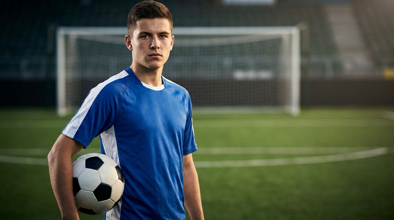 Youth soccer player on the field during a match