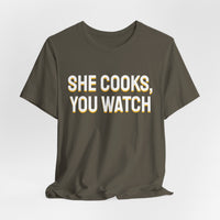 Thumbnail for She Cooks, You Watch — Basketball T-Shirt