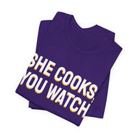 Thumbnail for She Cooks, You Watch — Basketball T-Shirt